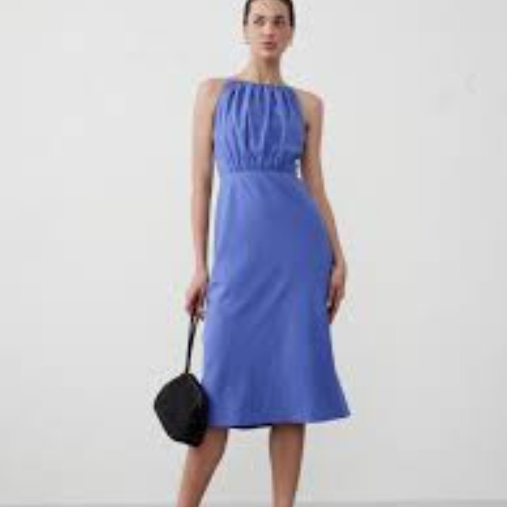 Elegant Blue Halter Dress